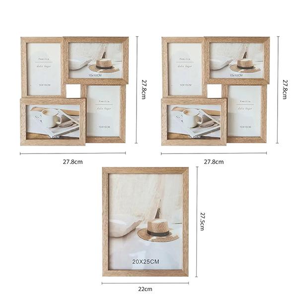 Set de Decoración Estilo Nórdico | Marco de Madera + Espejo Redondo Dorado | Decoración Hogar