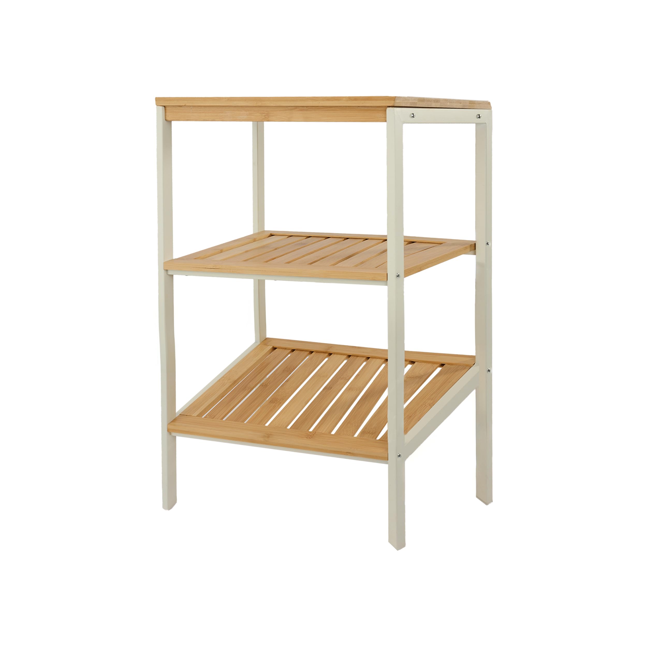 LIN HOME Estante Multifuncional XZ-22119 de 3 Niveles con Marco Metálico Negro y Tableros de Madera Natural para Baño Cocina y Balcón Capacidad de Carga 15kg