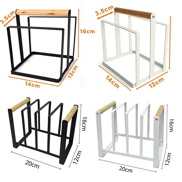 Set de Organización para Cocina Fusion Metal-Madera Porta-Tablas y Porta-Platos Resistente y Estable 14x12x16cm OrganizacionCocina PortaPlatos PortaTablas Marco de Metal Grueso Mango de Madera Sólida