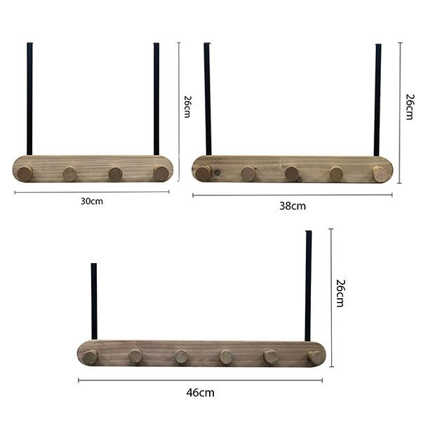 Gancho de Madera para Detrás de Puerta | 3 Tamaños (30/38/46cm) | Sin Taladro