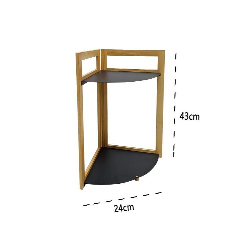 Estantería de Baño de Doble Capa Diseño Angular para Organización Minimalista 24cm de Ancho ABS Negro Impermeable Soporta hasta 5kg