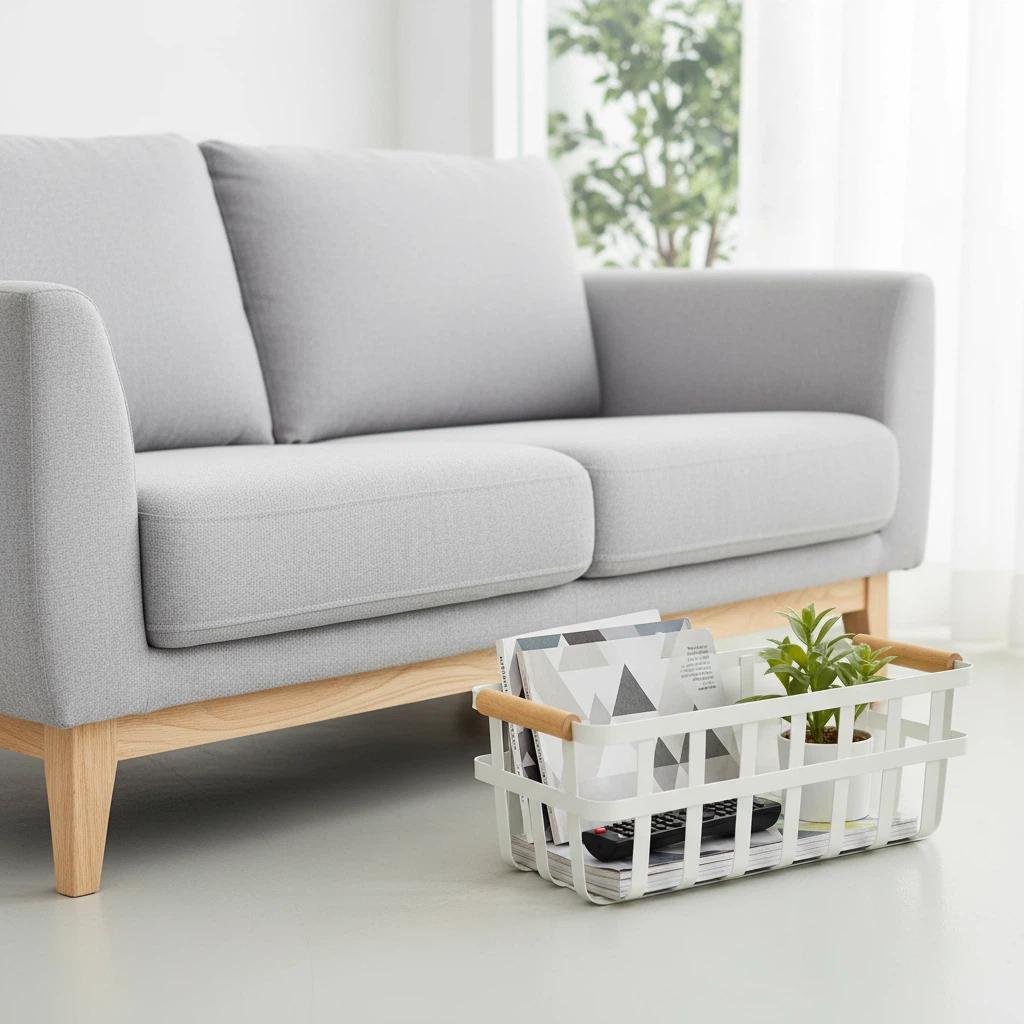Cesta Organizadora Estilo Ins con Mango de Madera Natural Bandeja Multifunción para Frutas y Snacks Caja de Almacenamiento Nórdica para Cocina y Sala de Estar