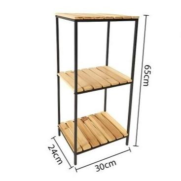 Estantería Multifuncional de Hierro y Madera Niveles 30x24x63cm Organizador Compacto para Baño y Hogar Set de Almacenamiento Estable y Versátil