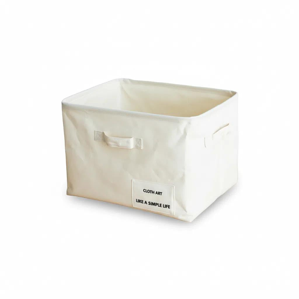 Cesta de Tela Minimalista con Asa Canasta Plegable para Ropa Organizador de Armario Arte de Tela Resistente y Versátil 22cmx26cmx22.5cm para Armario y Baño