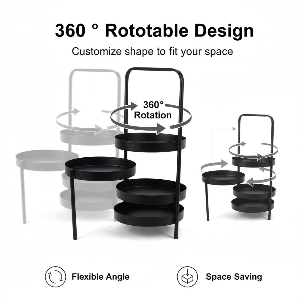 LIN HOME RS22061 Estantes de Hierro para Plantas Resistente y Delicado 4 Niveles Combinables Libremente para Jardín Vertical y Decoración Nórdica Altura Ajustable y Patines Antideslizantes