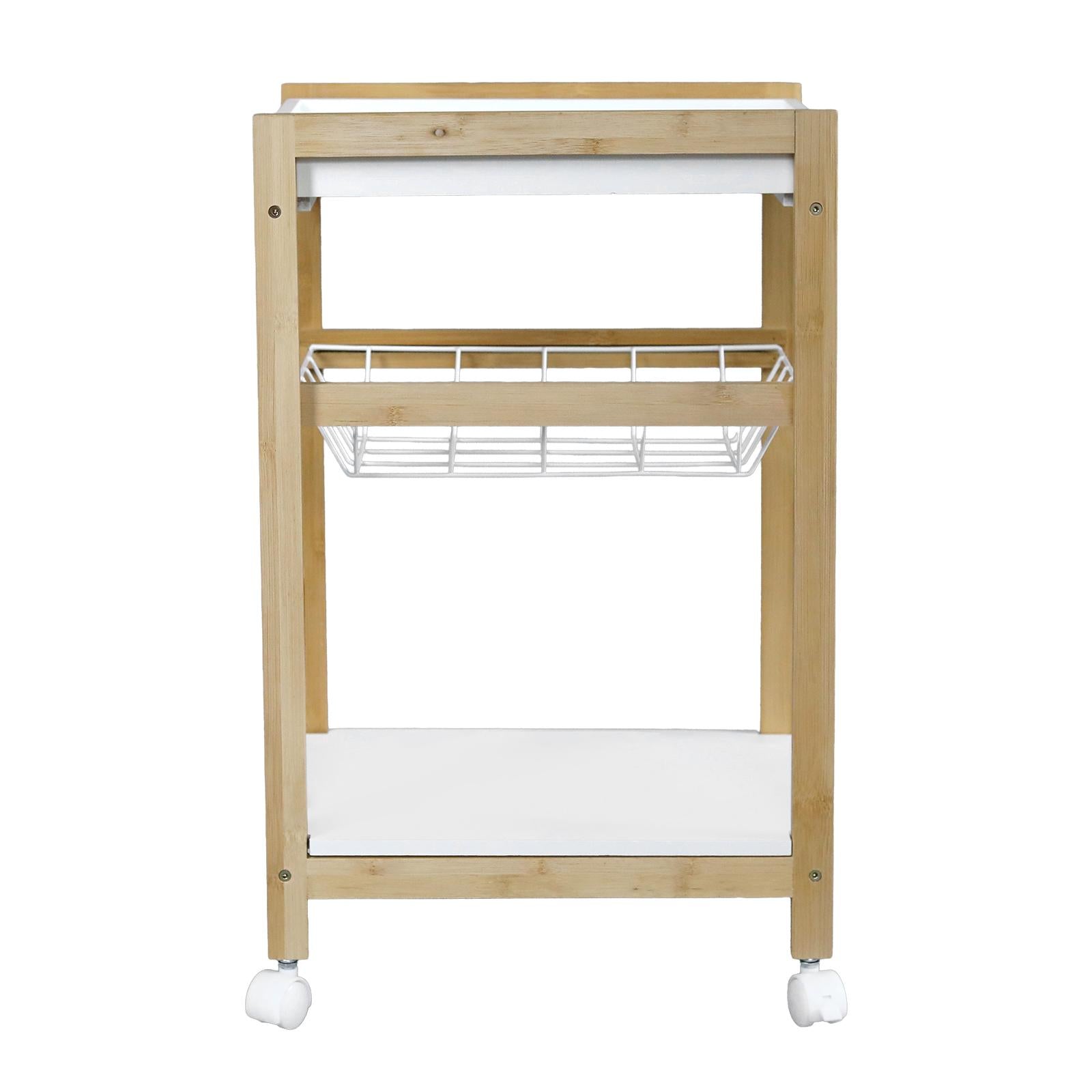 Carrito Organizador de Bambú Multinivel Móvil para Cocina con Ruedas 360° Canastas Desmontables Marco FSC Tablero MDF Impermeable Solución Inteligente de Almacenamiento Sostenible
