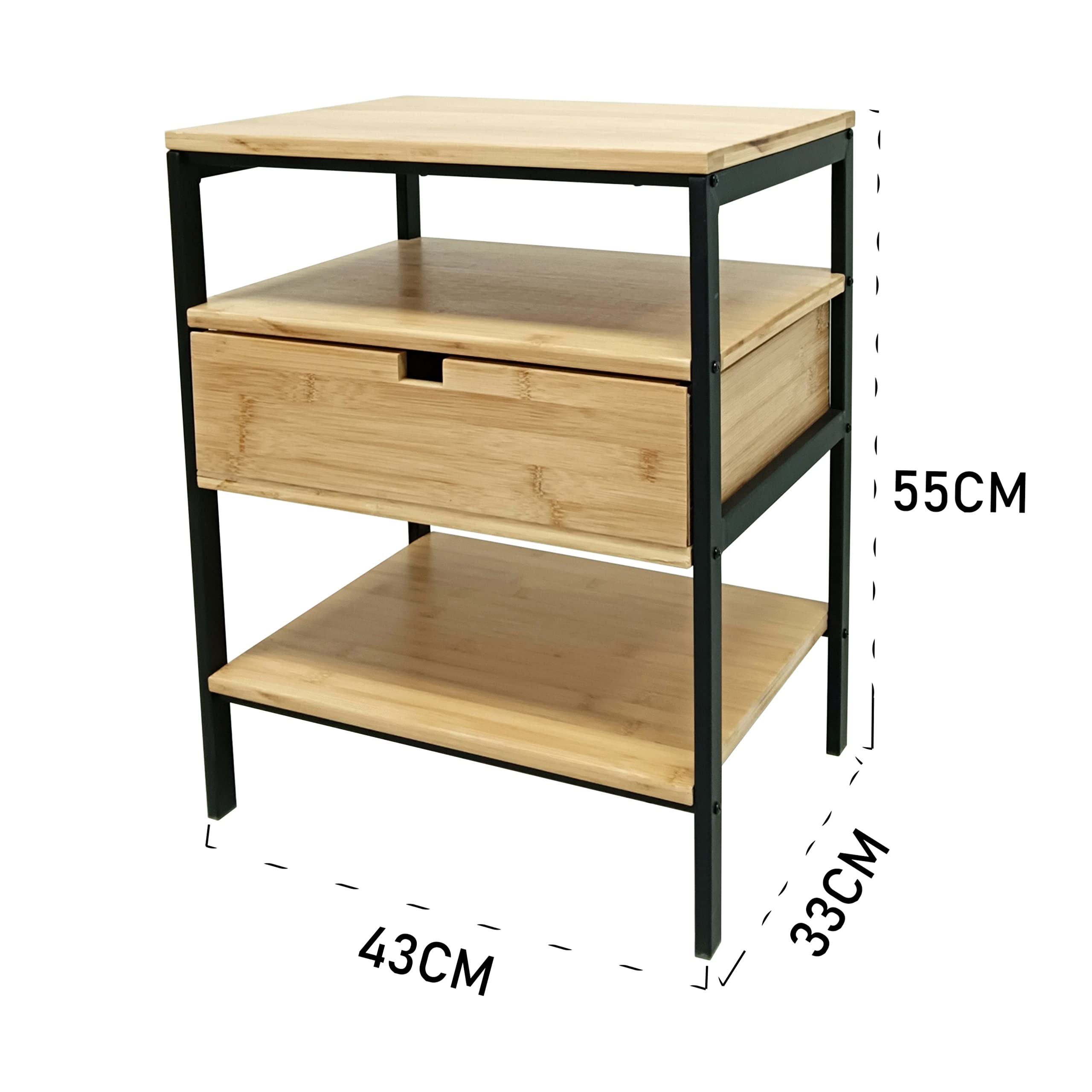 LIN HOME XZ-22021 Nachtkastje de Pino Natural con Cajón Espacioso y Dimensiones 55x43x33 cm para Dormitorio Perfecto y Organización Hogar