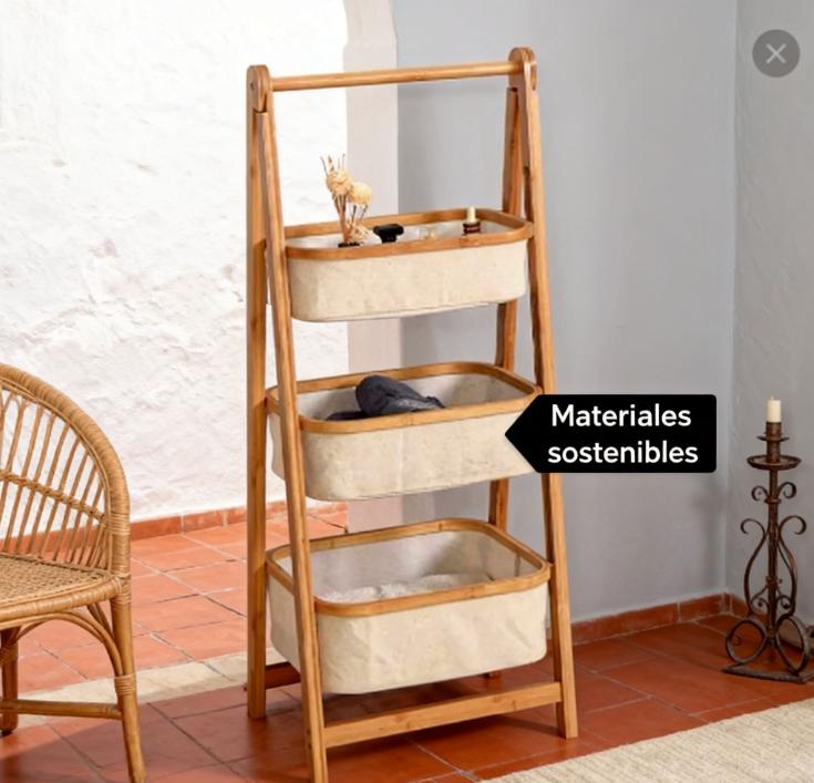 Estante de Bambú Plegable con Cesta 45cm*35cm*115cm Organización para el Hogar y Jardín Soporte de Almacenamiento Versátil y Compacto Materiales Sostenibles