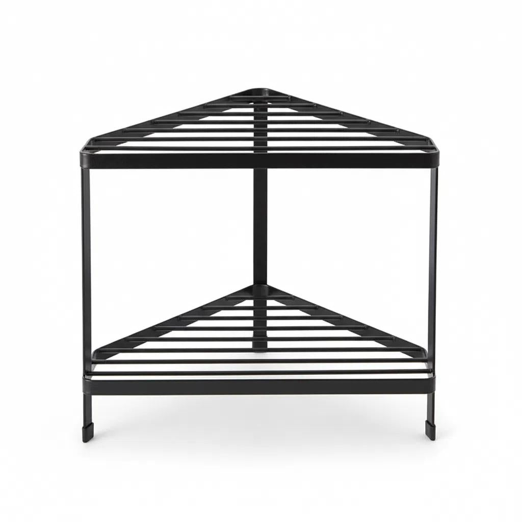 Estante de Metal Doble Triangular para Cocina de Colocación Directa Negro/Blanco Rack de cocina muebles en oferta Botellero Resistente a la Corrosión y Duradero Almacenamiento en Dos Niveles EstanteTriangularDeCocina Instalación Rápida