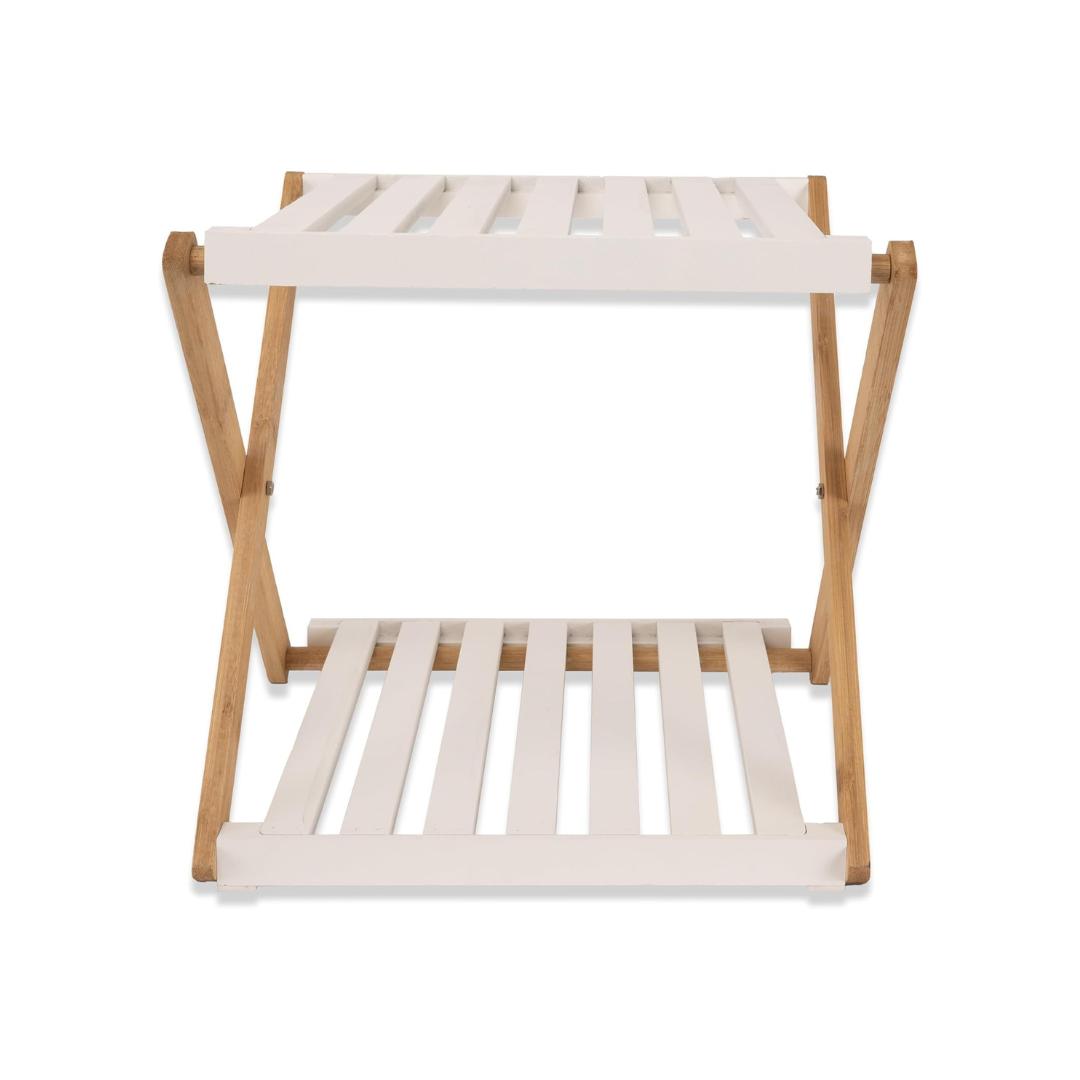Estante Zapatero Plegable de 2 Niveles de Bambú 28x37.5x33cm Negro Organizador Portátil para Calzados Sin Instalación Ideal para Pasillos