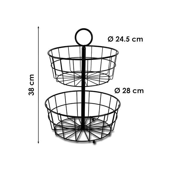 Set de Organización para Cocina | Porta-Platos + Canasta de Frutas Doble | Metal
