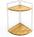 LIN HOME XZ-22122 Tabla de madera natural pirámide con marco metálico multifuncional 2 niveles almacenamiento resistente a arañazos para baño lavandería cocina y garaje