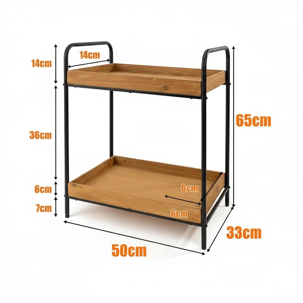 LIN HOME Estante de Almacenamiento para Baño 4 Niveles Estructura Metálica Negra y Estantes de Madera de Pino Natural Diseño Abierto con Bordes Elevados 45x30x120cm Estilo Industrial Minimalista Resistente al Óxido