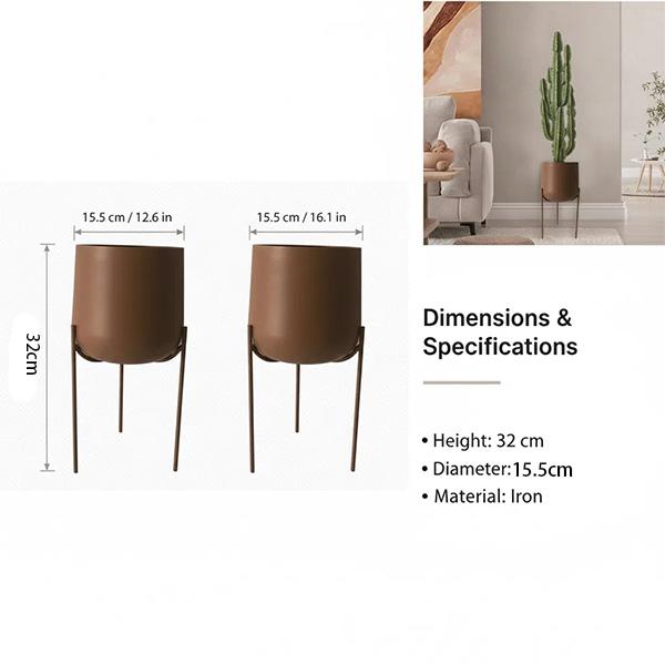 Macetero de Hierro con Pie Elevado Diseño Moderno para Plantas Grandes