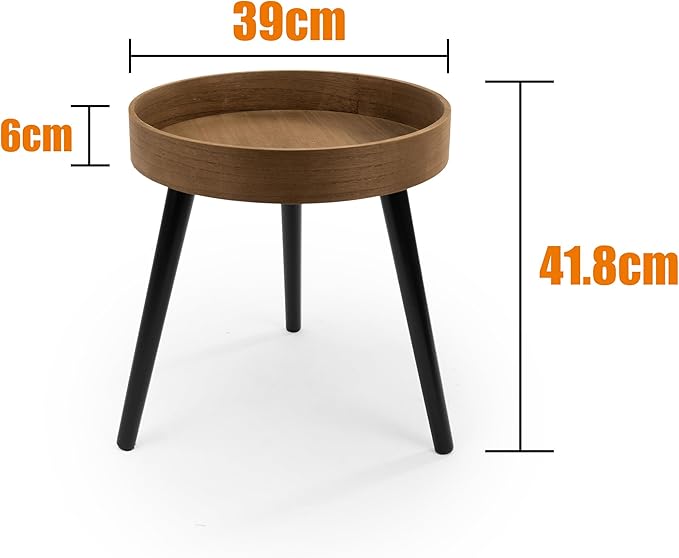Mesa de Centro Redonda de Madera para Café y Salón 39x41.8cm Montaje Fácil Tres Colores Disponibles Marrón Blanco y Natural Ideal para Interiores