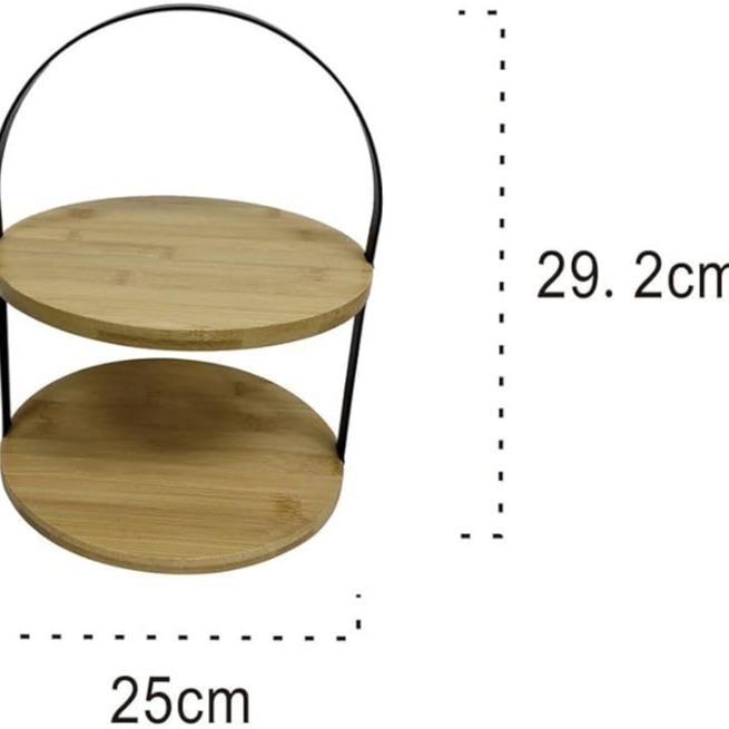 Conjunto de Tres Bandejas Circulares de Bambú y Madera con Asas Metálicas para Cocina Organización Doméstica y Decoración Versátil 23 cm