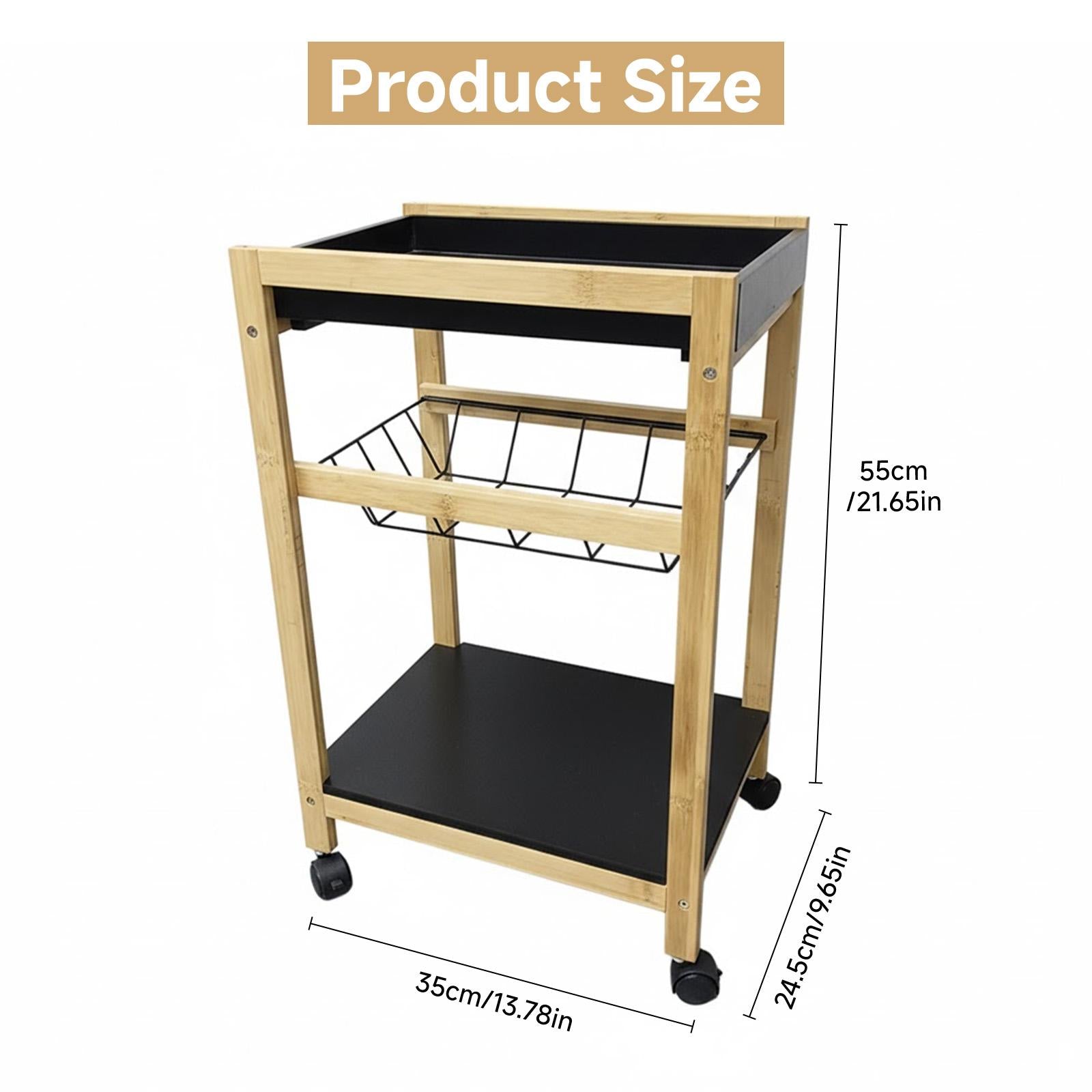 Carrito Organizador de Bambú Multinivel Móvil para Cocina con Ruedas 360° Canastas Desmontables Marco FSC Tablero MDF Impermeable Solución Inteligente de Almacenamiento Sostenible