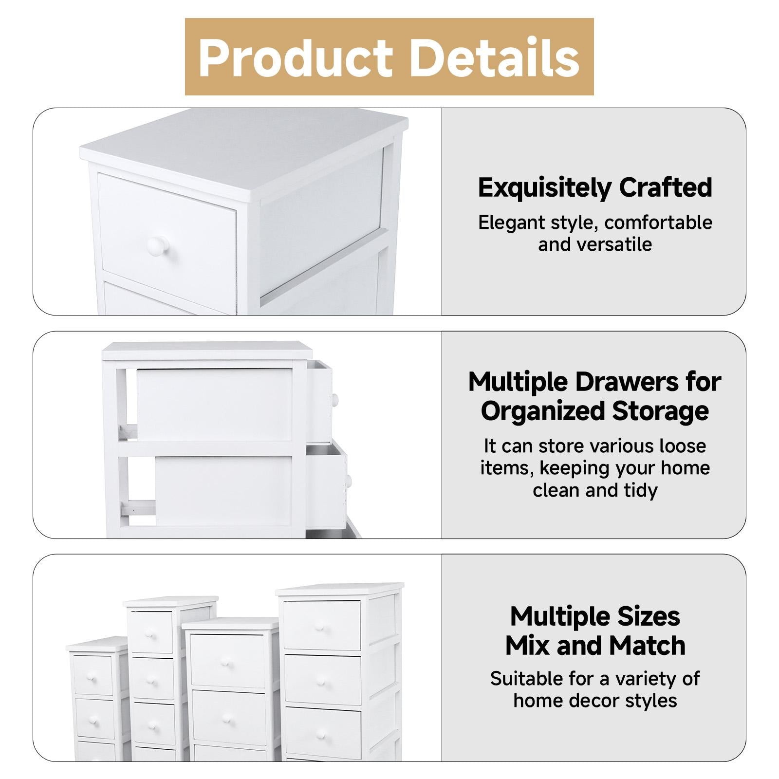 Marca Gabinete de Almacenamiento con 4 Cajones de Madera Mueble Organizador para Ropa Documentos o Accesorios Estilo Simple y Elegante para Hogar Diseño Funcional y Práctico