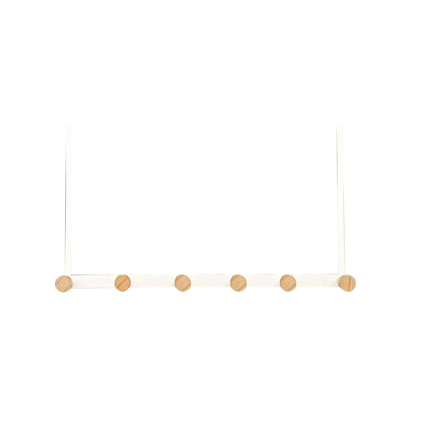 Ganchos Sin Taladrar para Detrás de la Puerta Organizador de Espacio Minimalista Resistencia hasta 5kg Fácil Instalación Ideal para Alquileres y Hogar Minimalista Barra Blanca con Ganchos de Madera