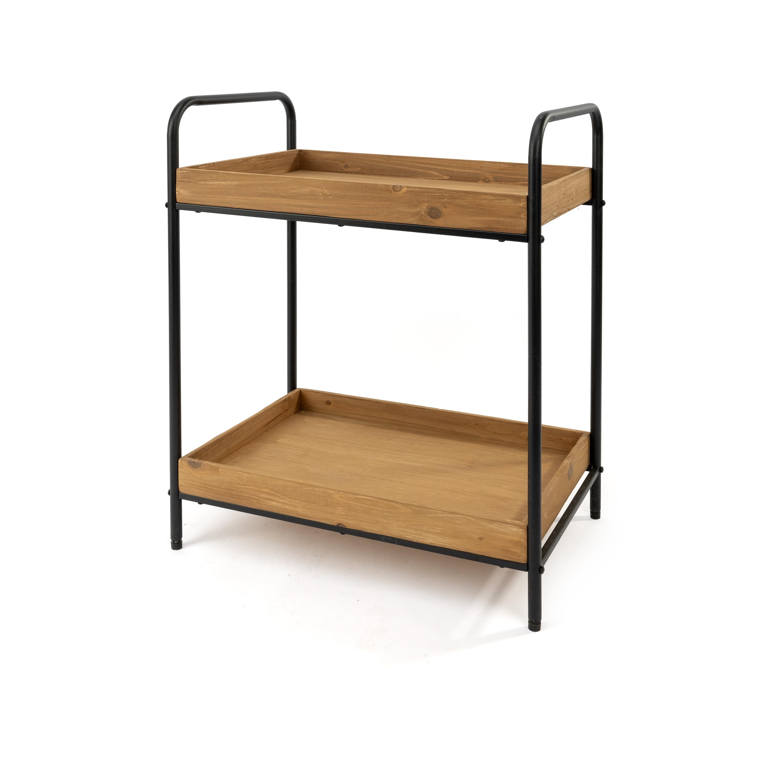 LIN HOME Estante de Almacenamiento para Baño 4 Niveles Estructura Metálica Negra y Estantes de Madera de Pino Natural Diseño Abierto con Bordes Elevados 45x30x120cm Estilo Industrial Minimalista Resistente al Óxido