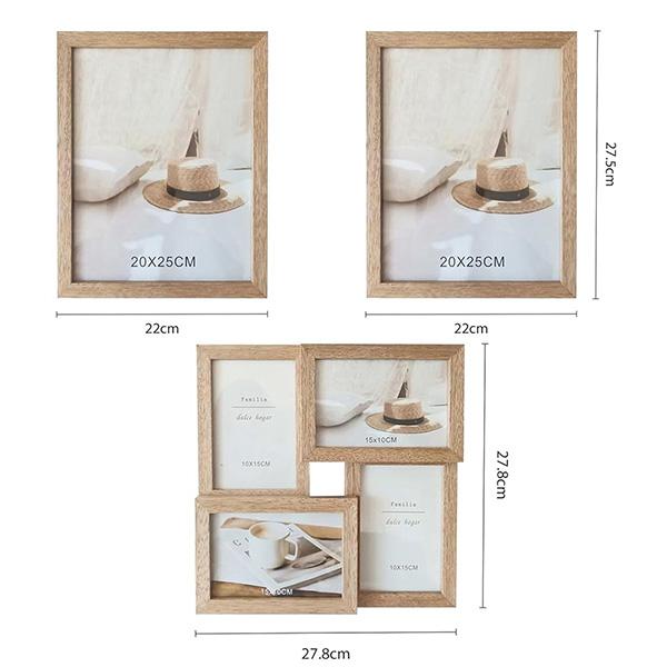 Set de Decoración Estilo Nórdico | Marco de Madera + Espejo Redondo Dorado | Decoración Hogar