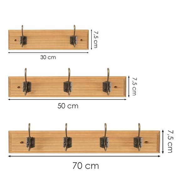Gancho de Madera Doble Sin Taladro Organización Multiusos para Entrada Dormitorio y Baño Madera Maciza Natural Resistente al Agua y Humedad Capacidad de Carga 5kg 30cm×8.5cm
