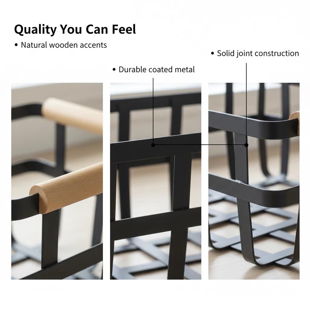 Canasta de Organización Estilo Nórdico - Cesta con Asas de Madera Porta-esponja para fregadero de metal winter basket