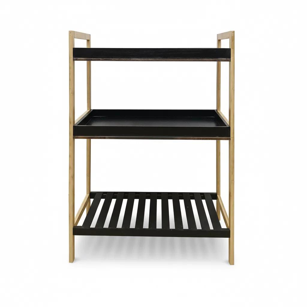 Open Oans Regular Zapatero de 3 Niveles 52.5x30x84cm de Madera y Bambú Estantería Multiuso con 3 Estantes para Entrada de Casa Color shelf