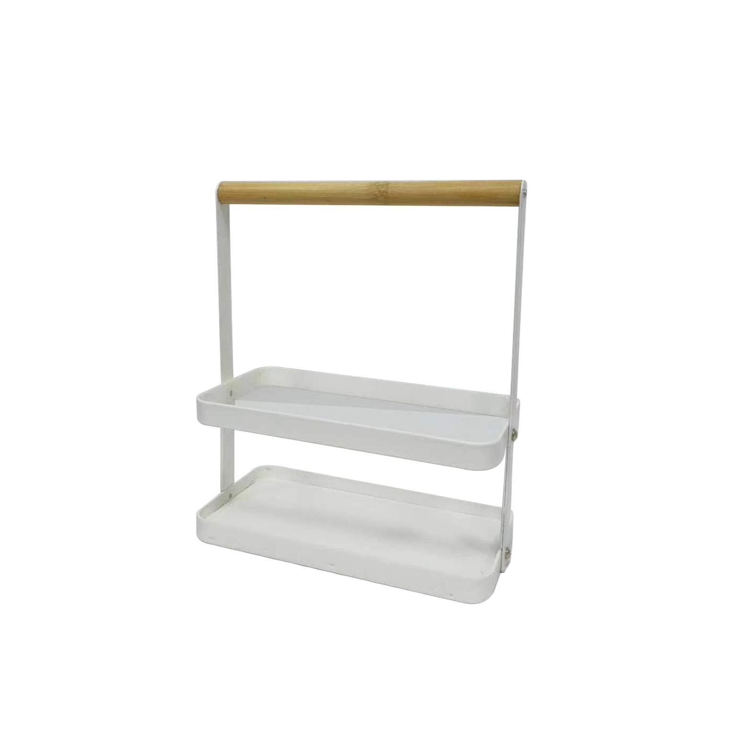 Organizador de cocina de metal y bambú para encimera, ideal para guardar condimentos. Ahorra espacio y es estable y duradero. Set de almacenamiento de especias
