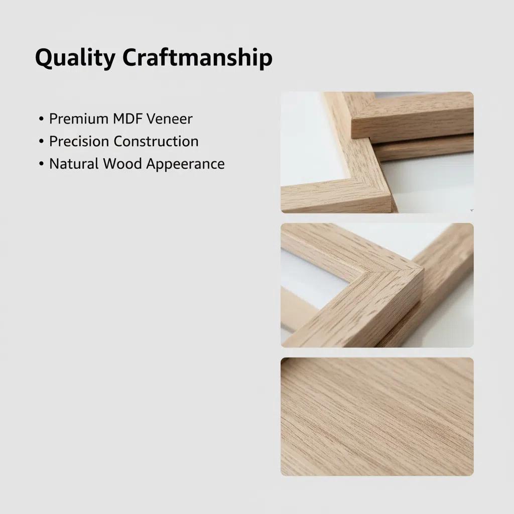 Set de 4 marcos de madera natural para fotos familiares Decoración de pared estilo nórdico