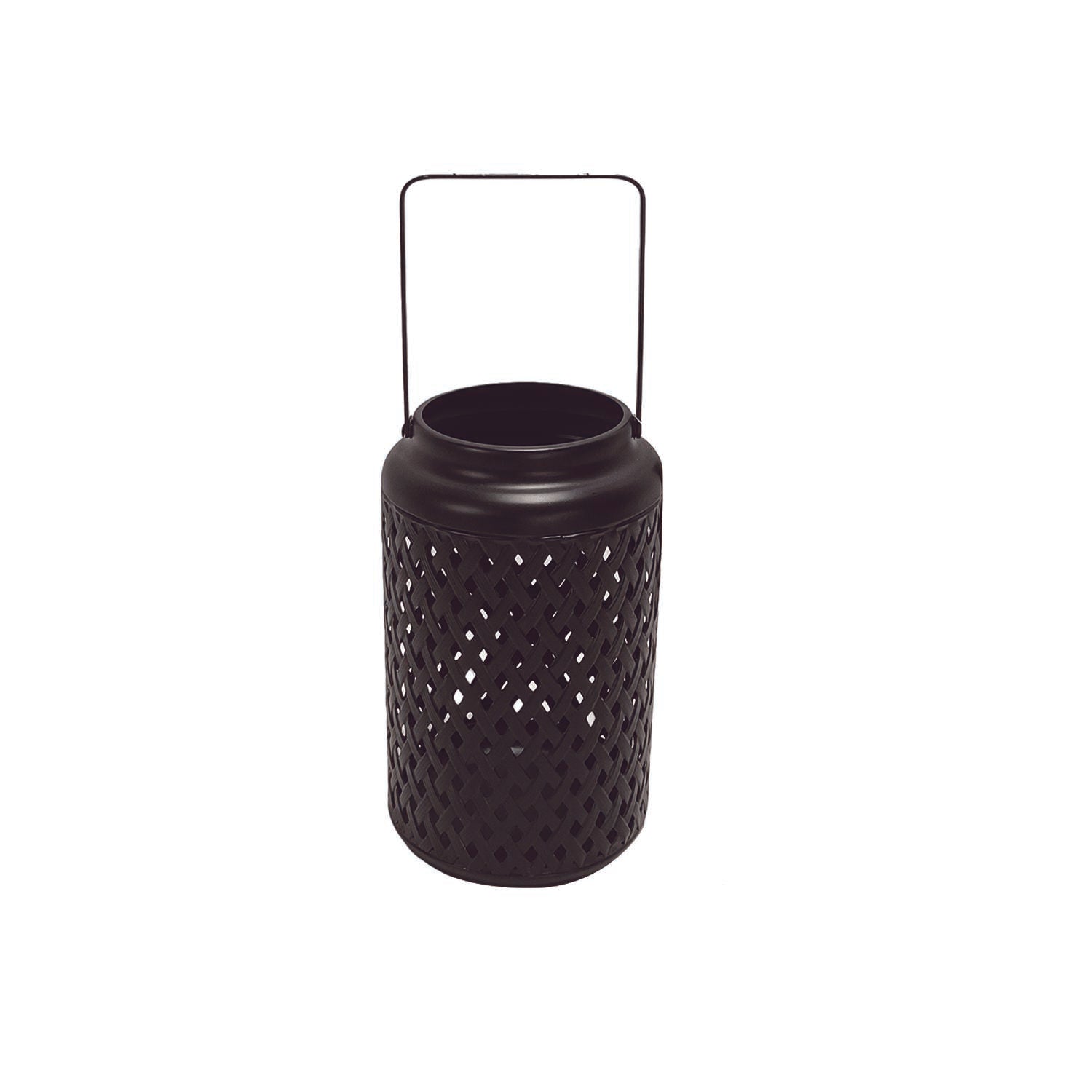 Lámpara de metal negro con diseño de rejilla vacía para decoración moderna hogar sin asa