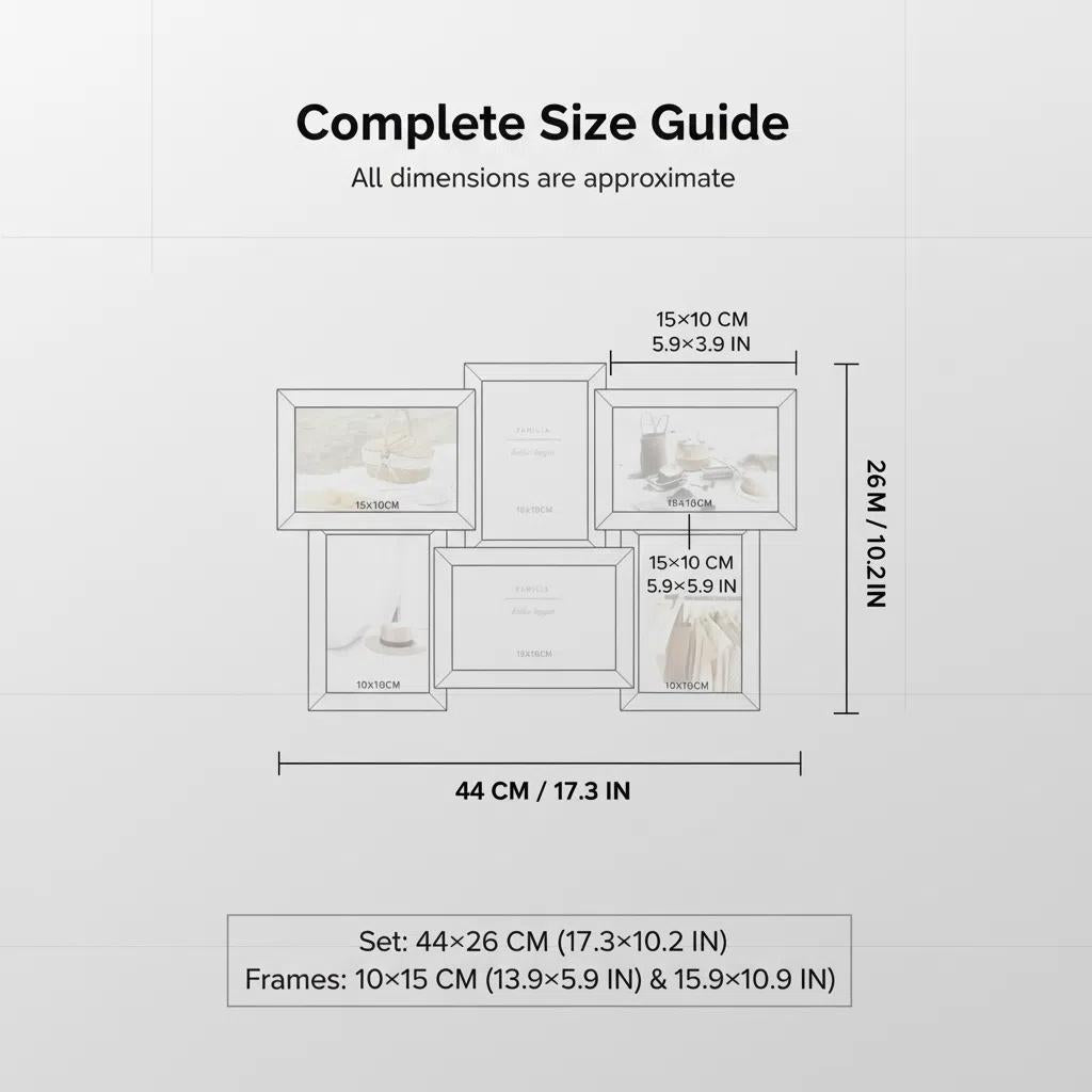 Set de 6 marcos de madera estilo nórdico para pared de fotos familiar 44cm×26cm