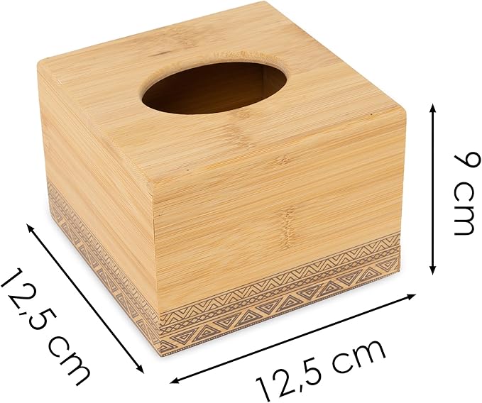 Caja de papel higiénico de bambú con diseño geométrico Organización decorativa para hogar