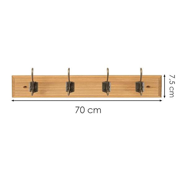 Gancho de Madera Doble Sin Taladro Organización Multiusos para Entrada Dormitorio y Baño Madera Maciza Natural Resistente al Agua y Humedad Capacidad de Carga 5kg 30cm×8.5cm