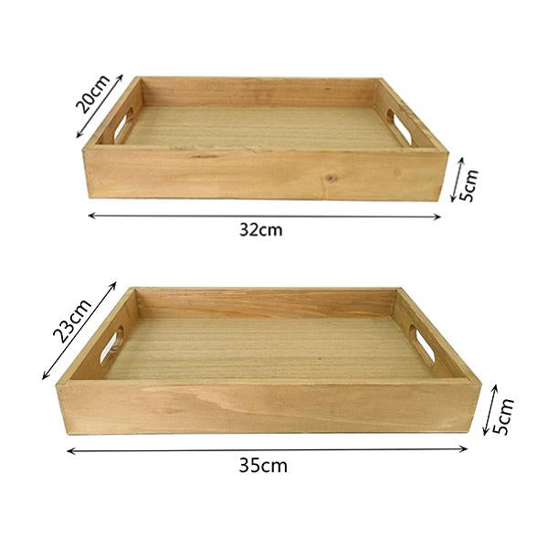 Juego de dos bandejas de madera natural, prácticas y versátiles, ideales para organizar y exhibir. box polar
