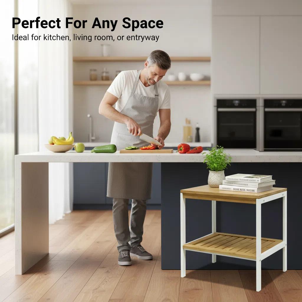 Estante de Bambú y Metal | Organizador Minimalista | Mueble Ecológico para el Hogar Rack de cocina en oferta