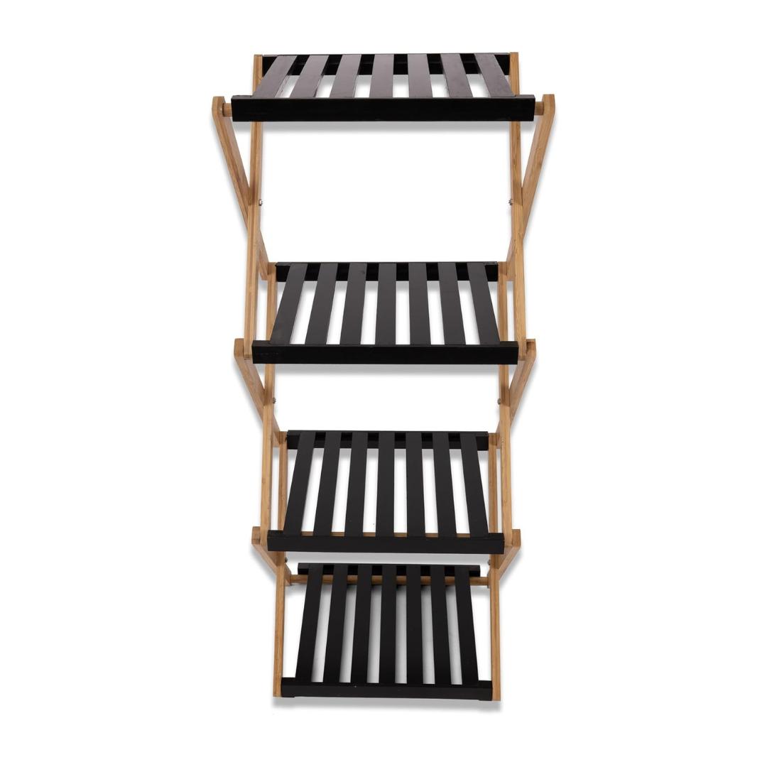 Estante Zapatero Plegable de 3 Niveles de Bambú 28x37.5x93.5cm Organizador Portátil sin Instalación Material Natural y Resistente Ideal para Pasillos