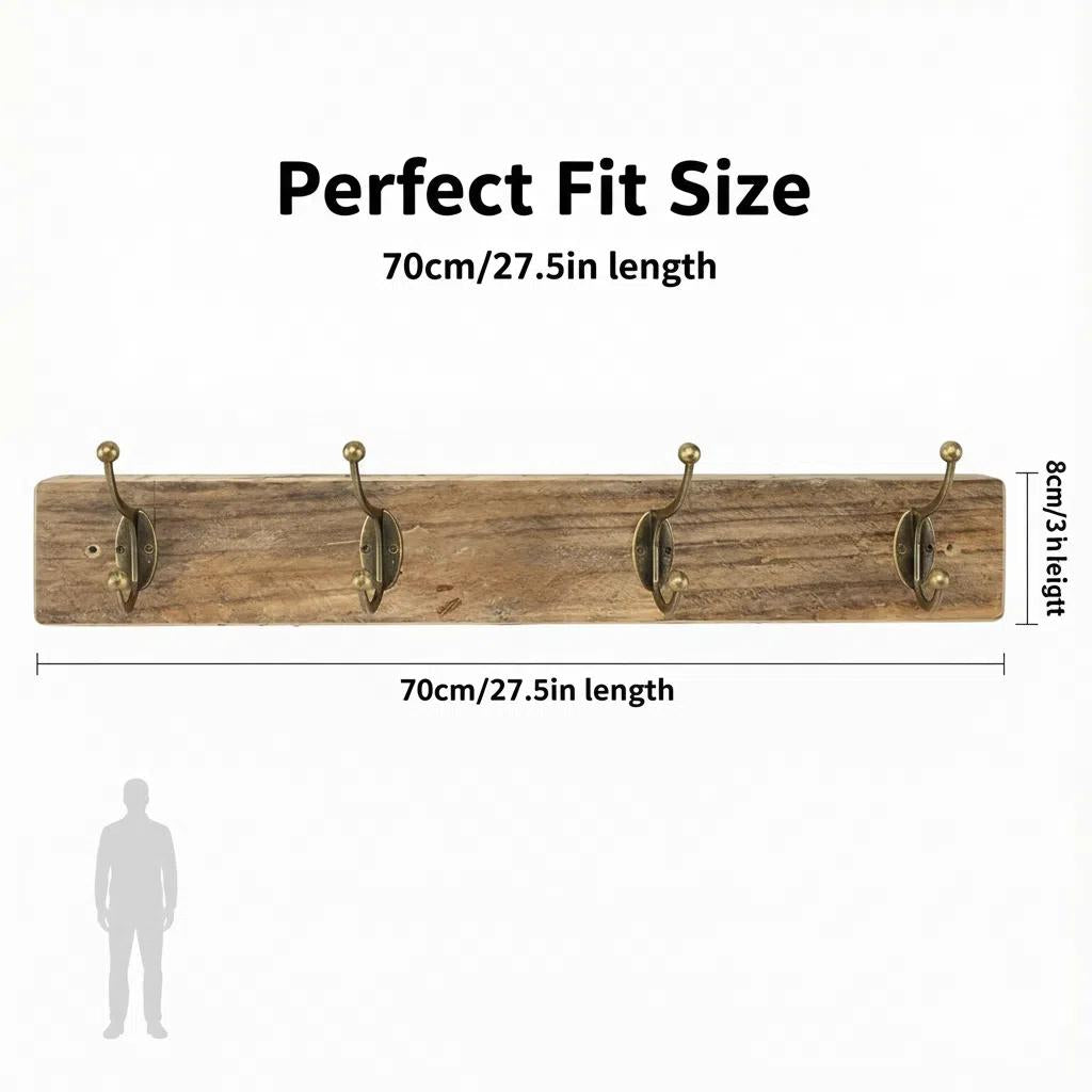 Gancho de Pared de Madera Doble sin Taladro para Organización Multifuncional Soporta hasta 5kg Instalación Fácil en 30 Segundos Madera Maciza Organizador Elegante y Versátil con Adhesivo Resistente