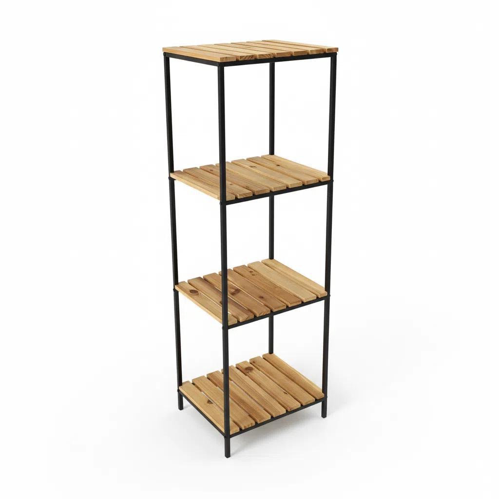 Estantería Multifuncional de Hierro y Madera Niveles 30x24x63cm Organizador Compacto para Baño y Hogar Set de Almacenamiento Estable y Versátil