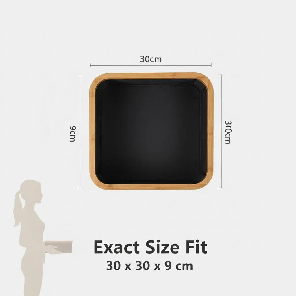 Organizador de Mesa Compartimentos de Bambú y Tela para Joyería y Pequeños Objetos