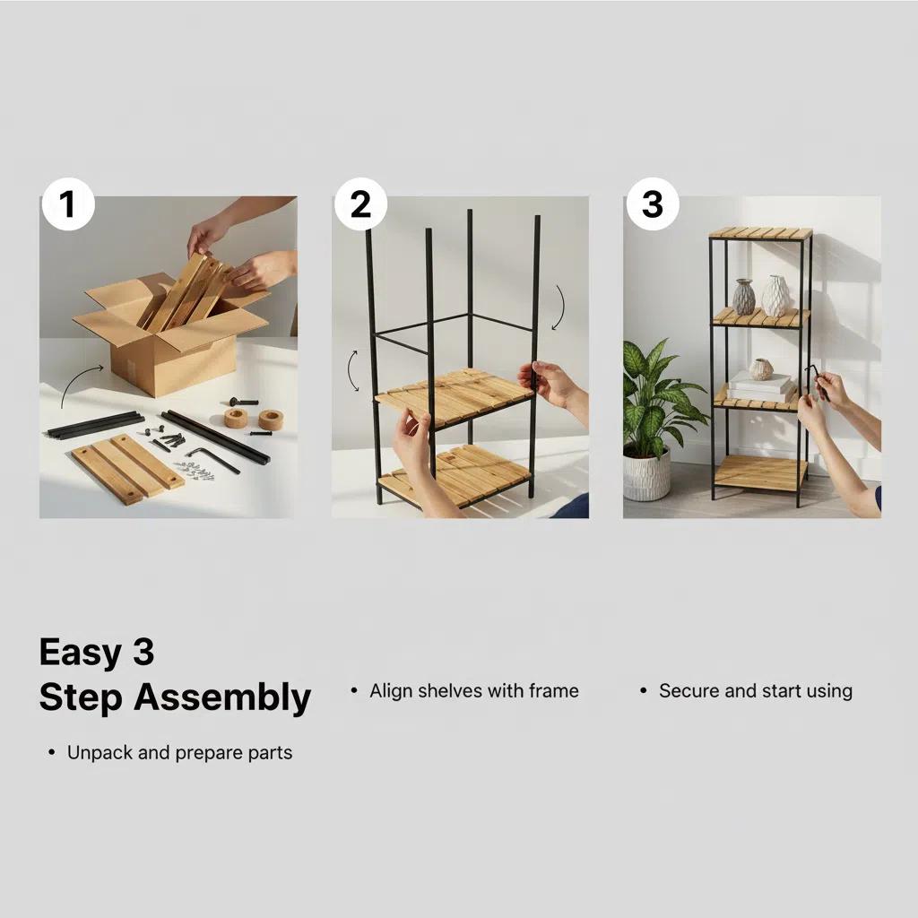 Estantería Multifuncional de Hierro y Madera Niveles 30x24x63cm Organizador Compacto para Baño y Hogar Set de Almacenamiento Estable y Versátil