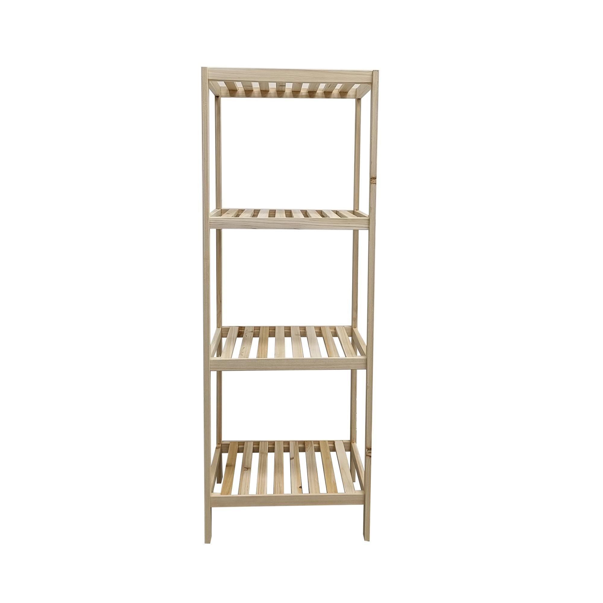 Serie Estantes de Abeto XZ-24936 4 Niveles Modular Madera Natural Rack de Cocina 35.5x27.5x99cm Diseño Minimalista y Resistente
