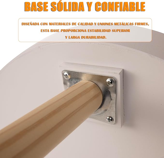 Mesa de Centro Redonda de Madera para Café y Salón 39x41.8cm Montaje Fácil Tres Colores Disponibles Marrón Blanco y Natural Ideal para Interiores
