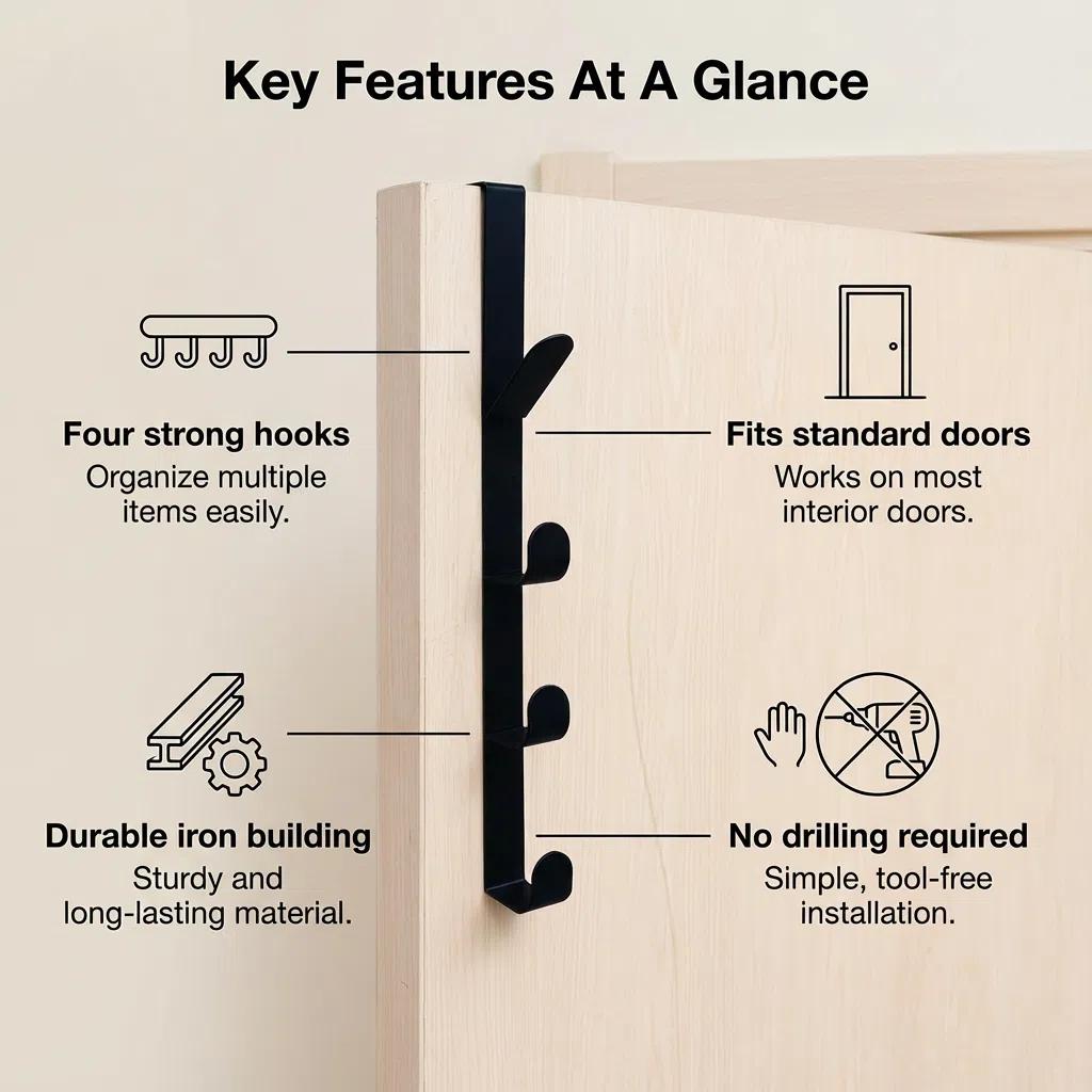 Set de Organización para Baño | Gancho Vertical de 3 Ganchos + Espejo Cuadrado de Alta Definición | Metal Resistente y Antirroto | 9x29cm | Ideal para Baño y Entrada | Organización Moderna y Minimalista