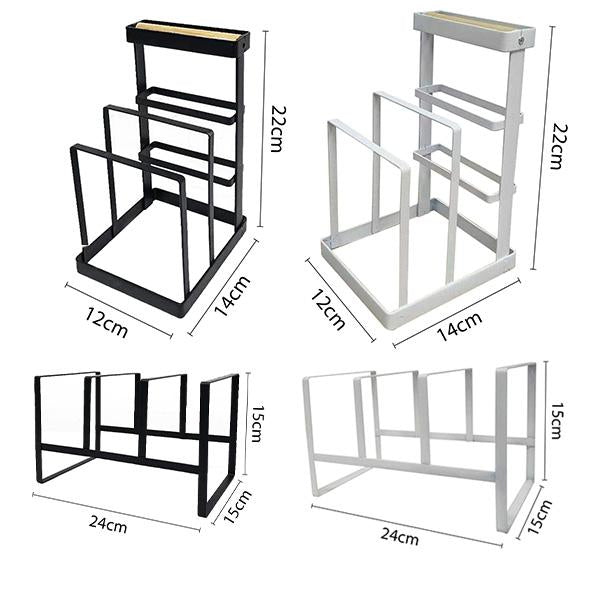 Set de Organización para Cocina | Porta-Cuchillos + Porta-Platos | Metal Fuerte Anti-Rust | 22x14x12cm & 15x24x15cm | Diseño Antideslizante | Ahorro de Espacio | Organización Clasificada | Porta-Cuchillos para 4 Cuchillos | Porta-Platos con 3