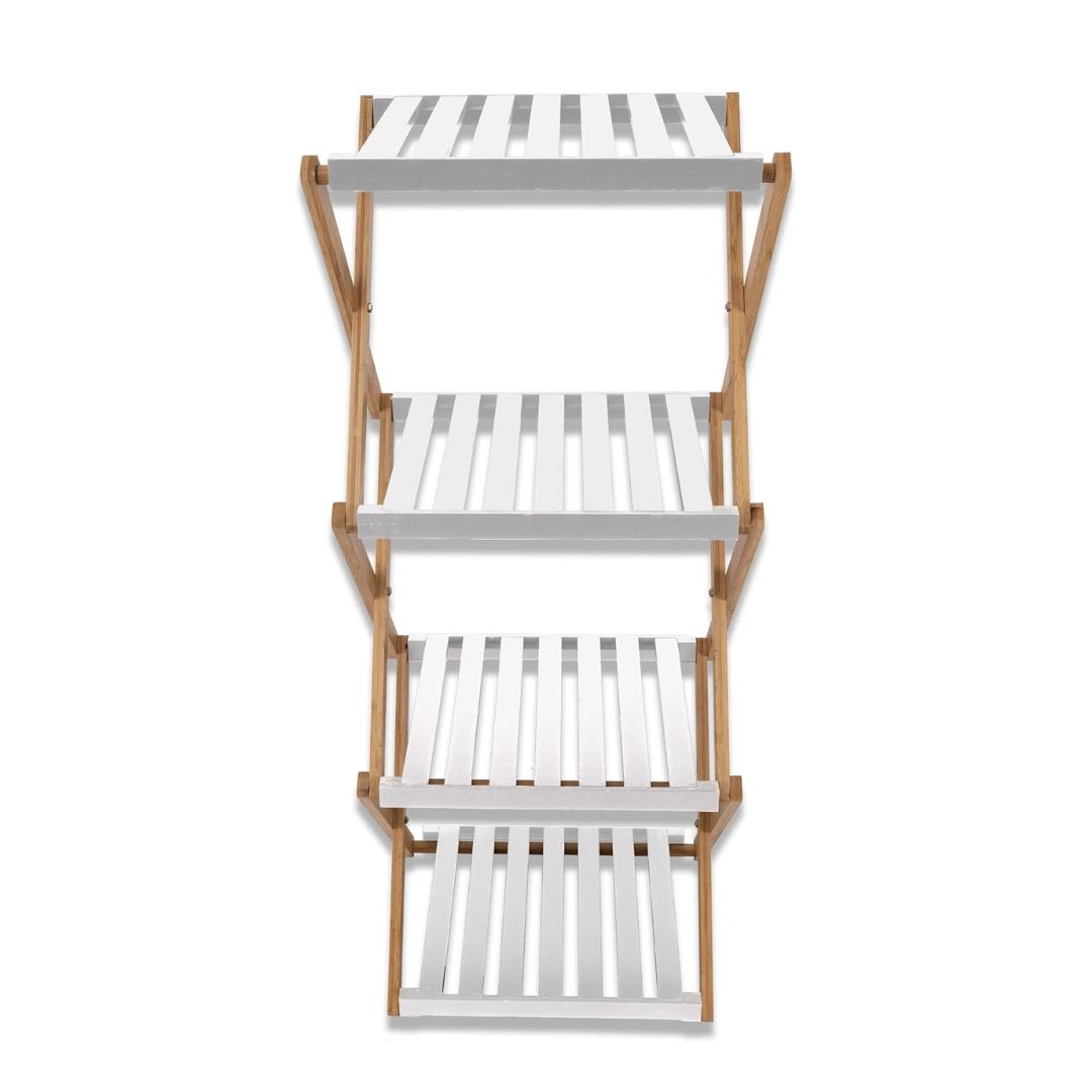 Estante Zapatero Plegable de 3 Niveles de Bambú 28x37.5x93.5cm Organizador Portátil sin Instalación Material Natural y Resistente Ideal para Pasillos