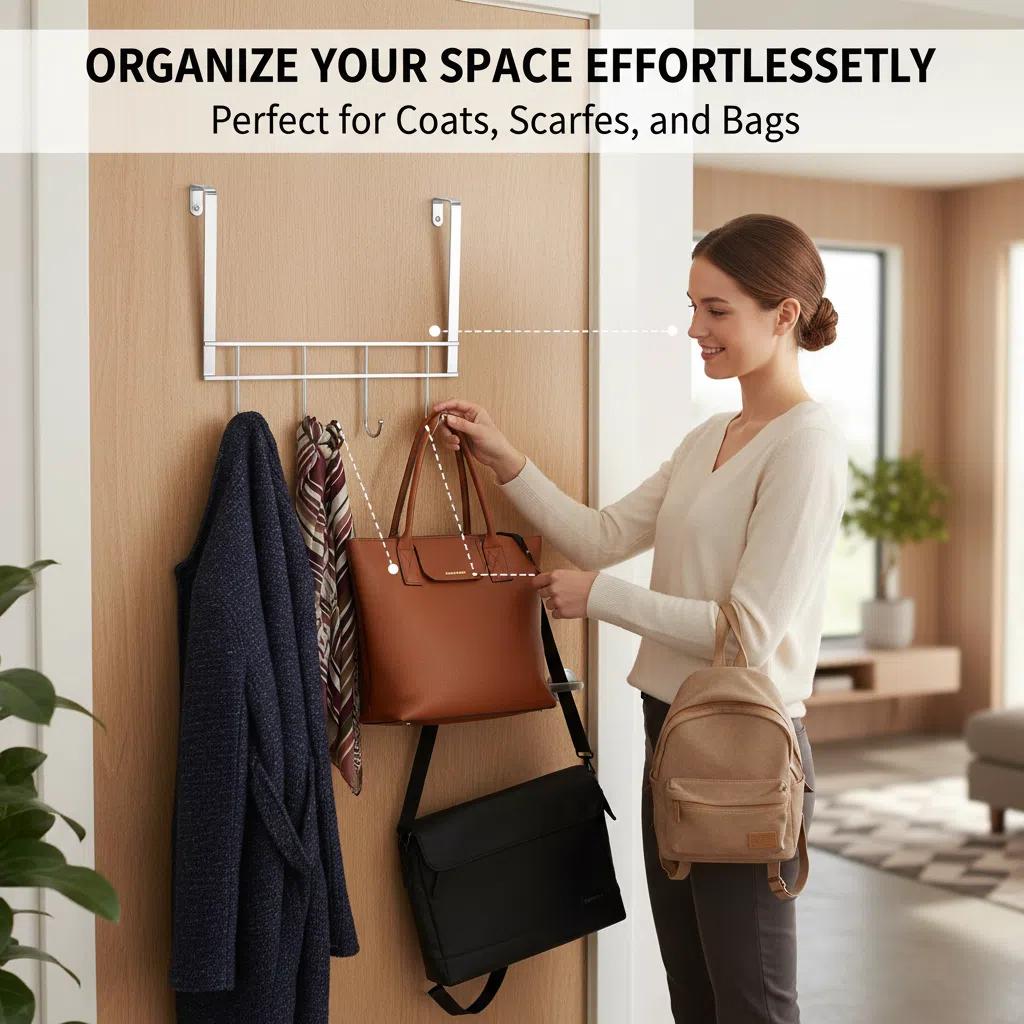 Portaobjetos de Metal Multifuncional para Entrada, Cocina y Baño - Diseño Minimalista con Gancho en Forma de U