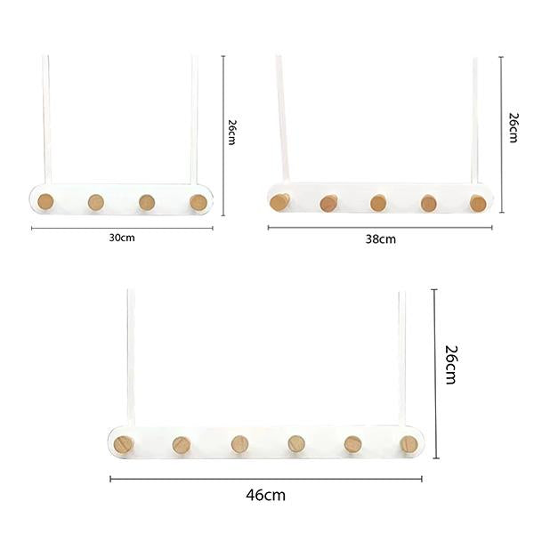 Gancho para Detrás de Puerta sin Taladro 3 Tamaños 30/38/46cm Madera Resistente Organizador de Espacio para Hogar Estilo Nórdico Carga 5kg