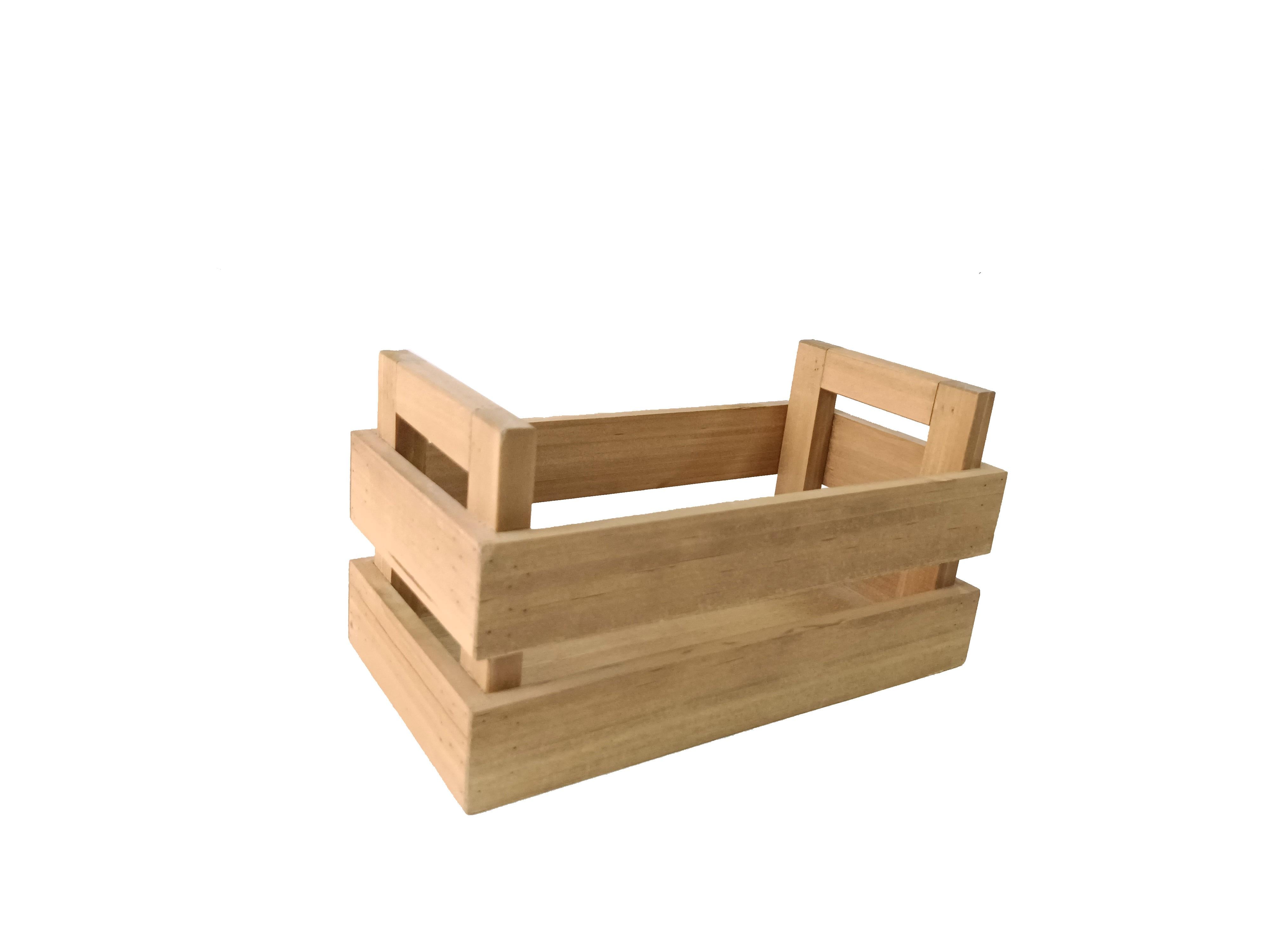 Set de Dos Cestas de Madera Natural Ecológica Estilo Nórdico con Asas Sostenibles Organizador de Ropa Juguetes y Objetos Resistentes y Duraderos - Soporte Para Libro