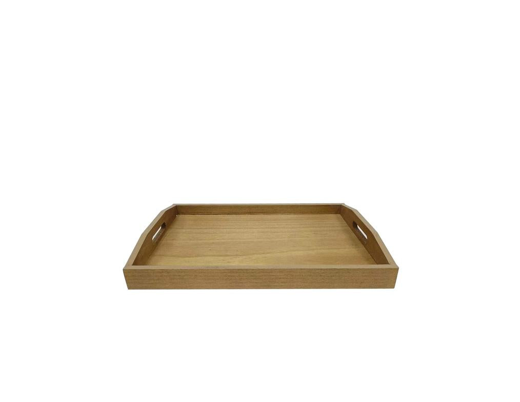 Serve in Style Set de 3 Bandejas de Madera Multifunctionales Tamaños 32x20x5 35x23x5 38x26x5 con Asas Metálicas para Organización Hogar y Decoración de Calidad Superior